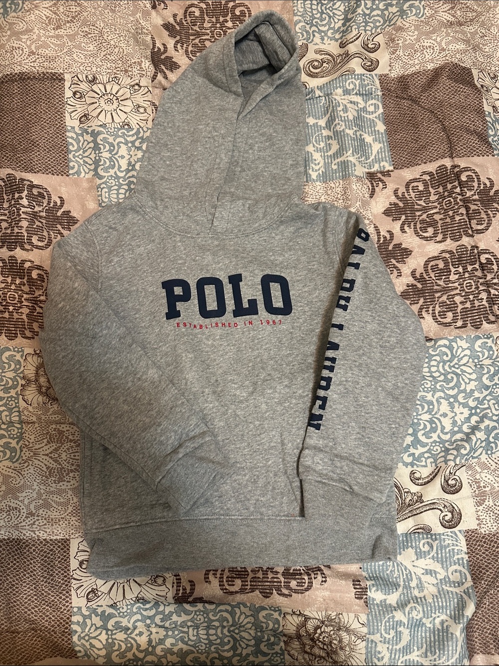 Polo by Ralph Lauren Gray Hoodie with Navy POLO Logo